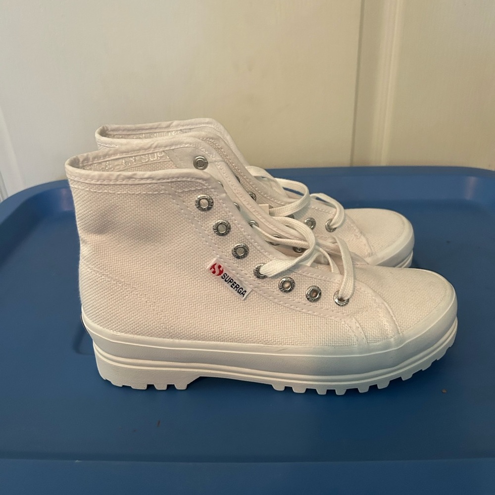NWT Superga White High-Top Canvas Sneakers - Picture 2 of 10